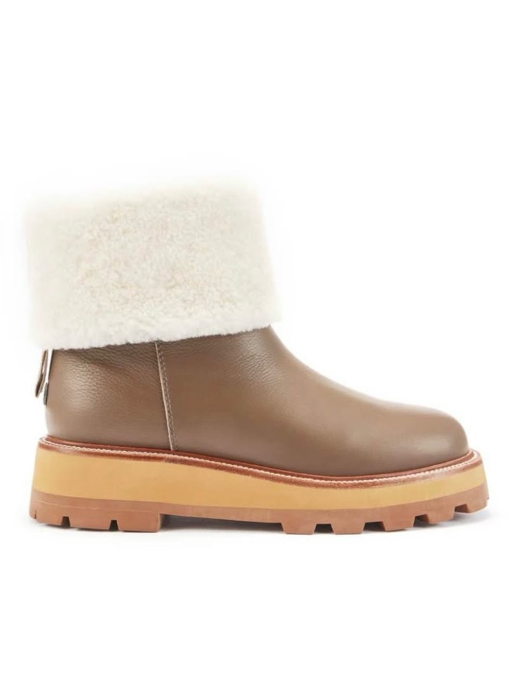 Australia Luxe Collective, Trinity Boot - Taupe Leather & Sherling Ankle Boots